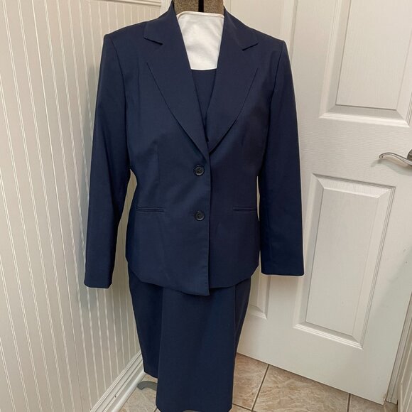 KASPER NAVY SUIT WITH SHEATH DRESS AND JACKET, SIZE 12 - Picture 13 of 13